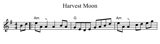 Harvest Moon - staff notation