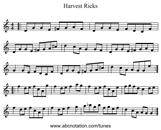 Harvest Ricks - staff notation
