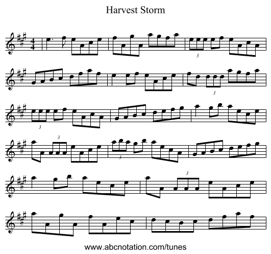 Harvest Storm - staff notation