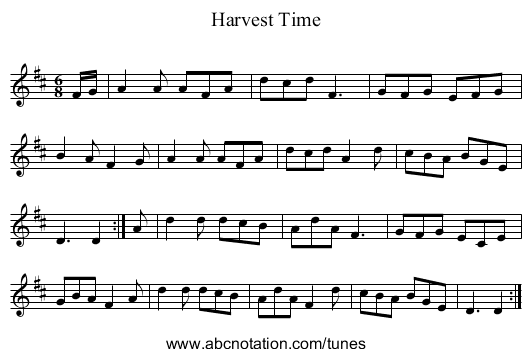 Harvest Time - staff notation