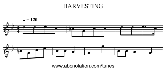 HARVESTING - staff notation