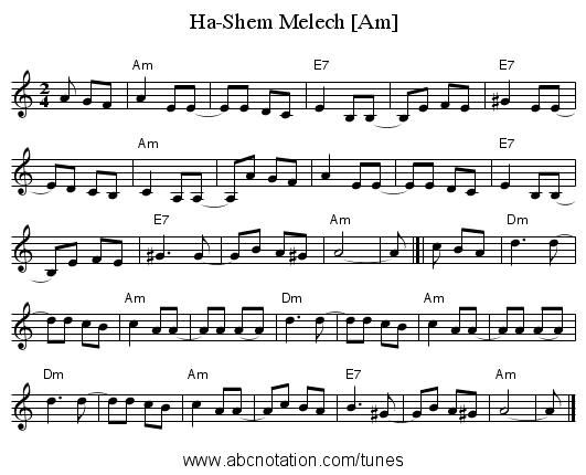 Ha-Shem Melech [Am] - staff notation