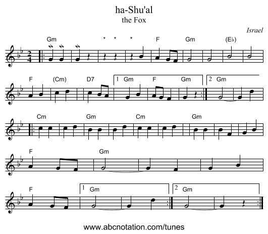 ha-Shu'al - staff notation