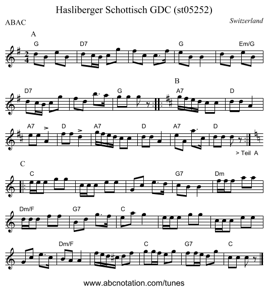 Hasliberger Schottisch GDC (st05252) - staff notation
