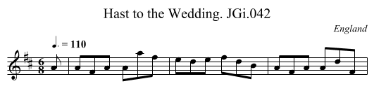 Hast to the Wedding. JGi.042 - staff notation