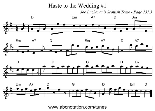Haste to the Wedding #1 - staff notation