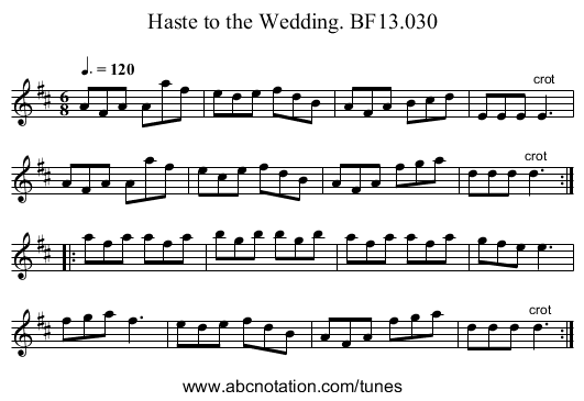 Haste to the Wedding. BF13.030 - staff notation