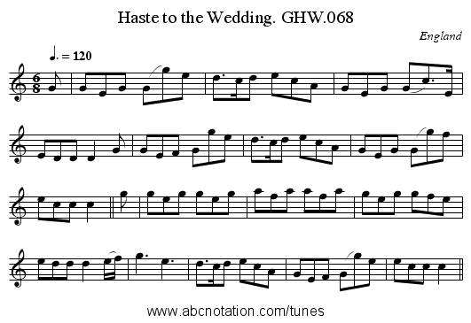 Haste to the Wedding. GHW.068 - staff notation