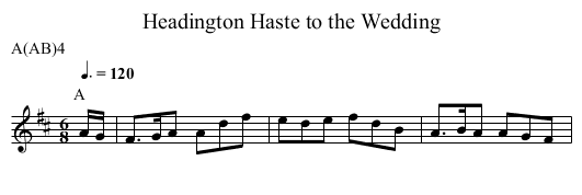 Haste to the Wedding, Headington - staff notation