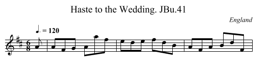 Haste to the Wedding. JBu.41 - staff notation