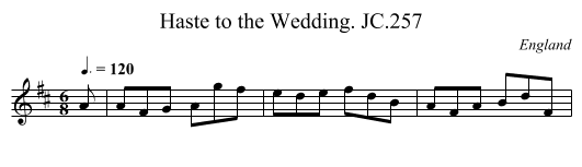 Haste to the Wedding. JC.257 - staff notation