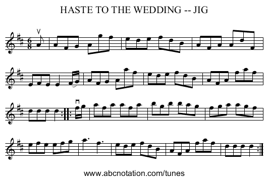 HASTE TO THE WEDDING -- JIG - staff notation