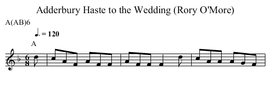 Haste to the Wedding (Rory O'More), Adderbury - staff notation