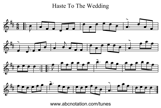 Haste To The Wedding - staff notation