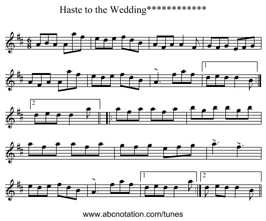 Haste to the Wedding************ - staff notation
