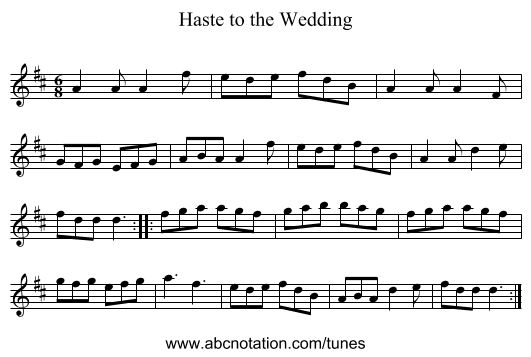 Haste to the Wedding - staff notation