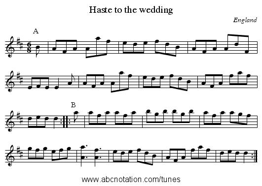 Haste to the wedding - staff notation