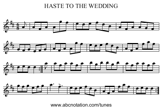HASTE TO THE WEDDING - staff notation