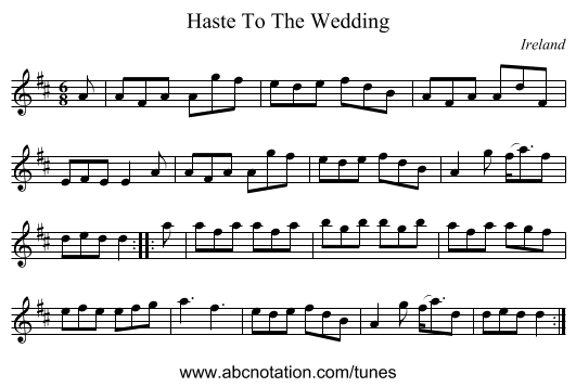 Haste To The Wedding - staff notation
