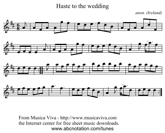 Haste to the wedding - staff notation