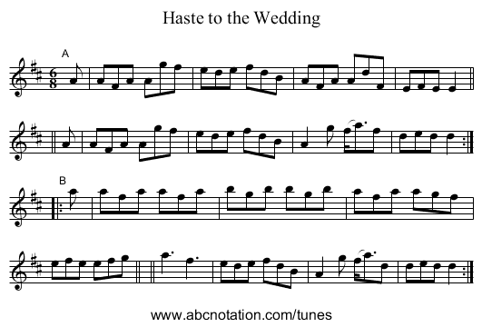Haste to the Wedding - staff notation
