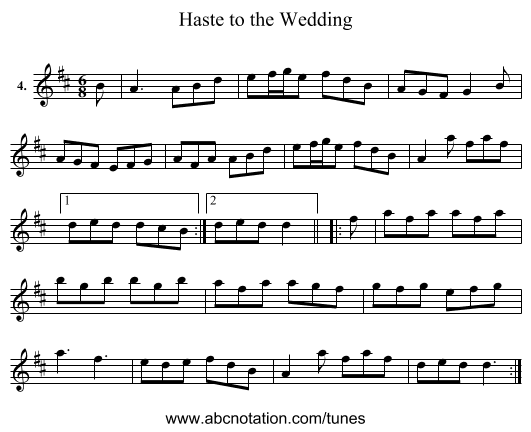 Haste to the Wedding - staff notation