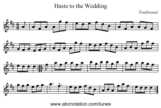 Haste to the Wedding - staff notation