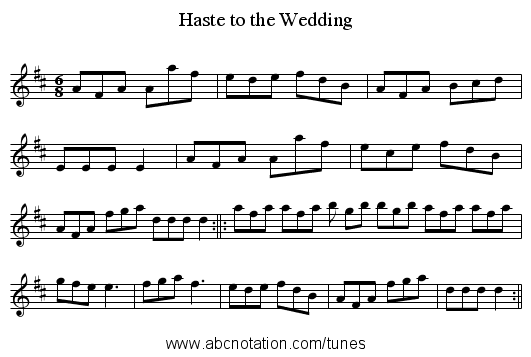 Haste to the Wedding - staff notation