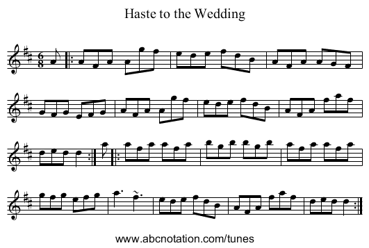 Haste to the Wedding - staff notation