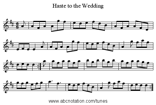 Haste to the Wedding - staff notation