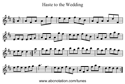 Haste to the Wedding - staff notation