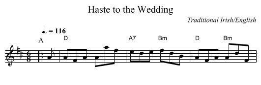 Haste to the Wedding - staff notation