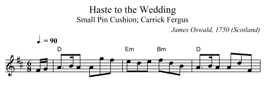 Haste to the Wedding - staff notation