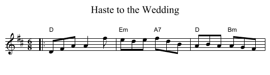 Haste to the Wedding - staff notation