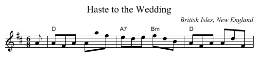 Haste to the Wedding - staff notation