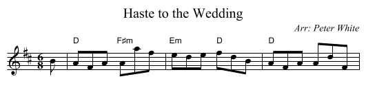 Haste to the Wedding - staff notation