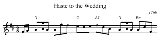 Haste to the Wedding - staff notation