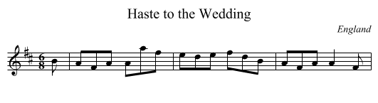 Haste to the Wedding - staff notation