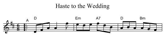 Haste to the Wedding - staff notation