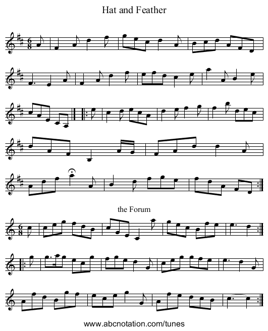 Hat and Feather - staff notation