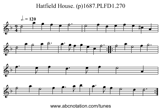 Hatfield House. (p)1687.PLFD1.270 - staff notation