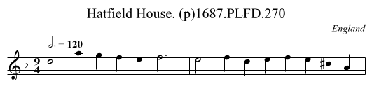 Hatfield House. (p)1687.PLFD.270 - staff notation