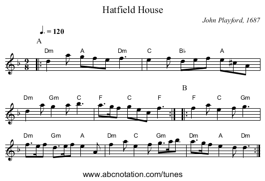 Hatfield House - staff notation