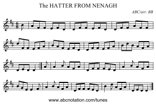 HATTER FROM NENAGH, The - staff notation