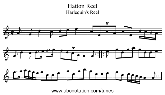 Hatton Reel - staff notation