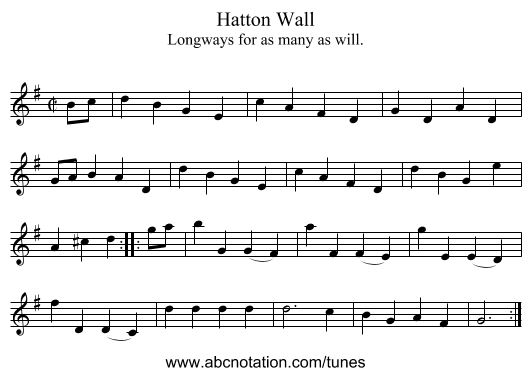 Hatton Wall - staff notation