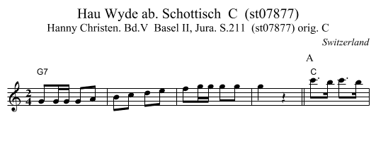 Hau Wyde ab. Schottisch  C  (st07877) - staff notation