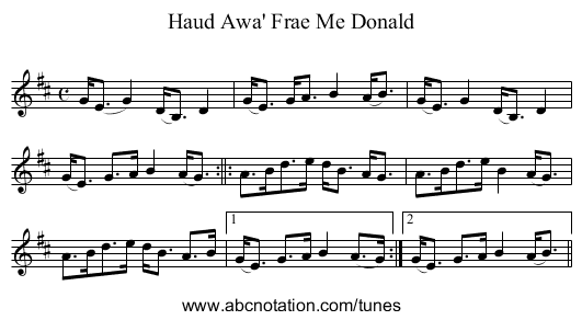 Haud Awa' Frae Me Donald - staff notation
