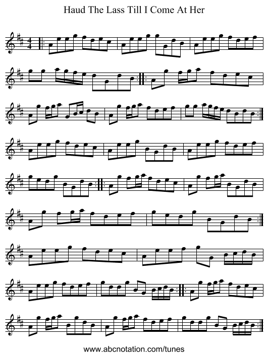 Haud The Lass Till I Come At Her - staff notation