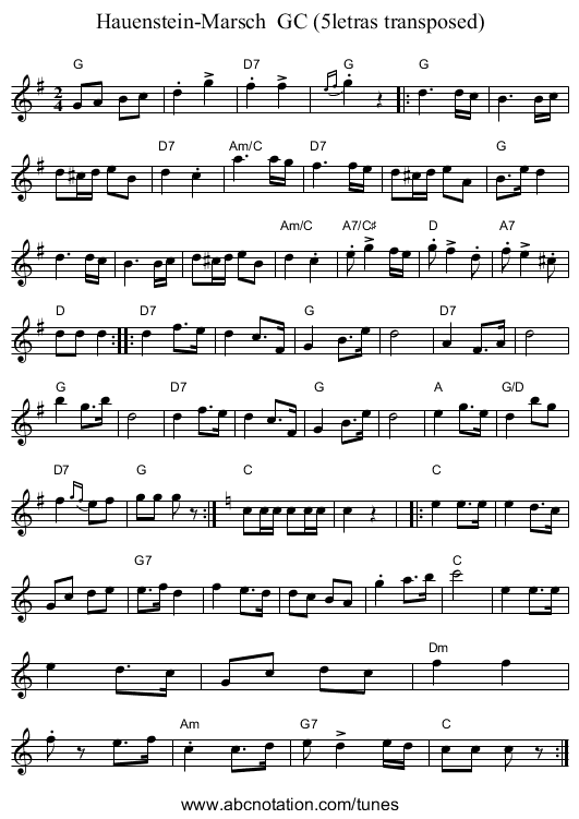 Hauenstein-Marsch GC (5letras transposed) - staff notation
